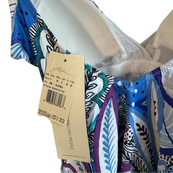 New! Profile By Gottex Tropic Boom V-Neck Surplice Ruffle One Piece Swimsuit - Picture 7 of 8